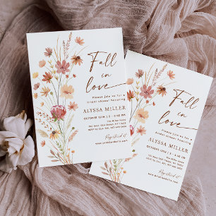 Fall in Love Boho Wildflower Bridal Shower Invitation