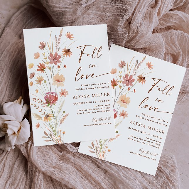 Fall in Love Boho Wildflower Bridal Shower Invitation (Creator Uploaded)