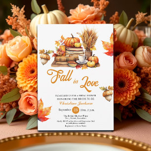 Fall in Love Books and Pumpkins Bridal Shower  Invitation