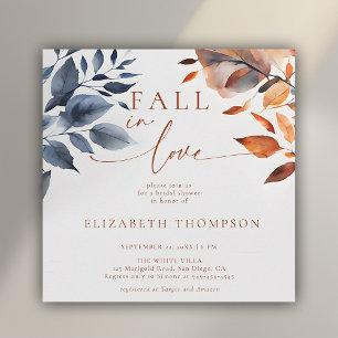Fall in Love Botanical Duo Leaves Bridal Shower Invitation