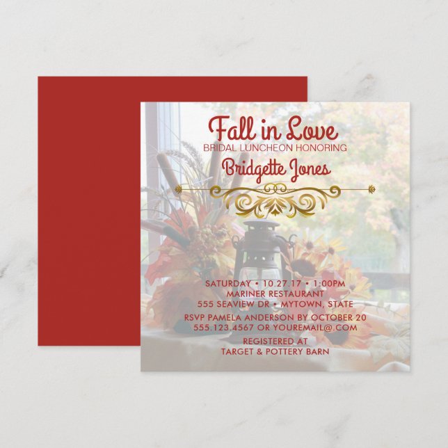 Fall in Love Bridal Luncheon Autumn Wedding Shower Invitation (Front/Back)