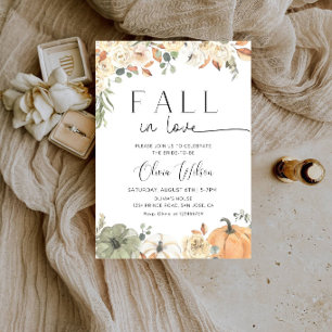 Fall in Love Bridal Shower - Autumn Leaves Bride Invitation