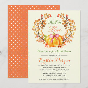 Fall in Love Bridal Shower Autumn Pumpkin Floral Invitation