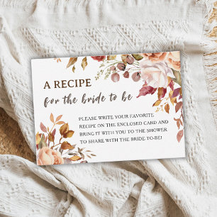 Fall in Love Bridal Shower   Autumn Recipe Request Enclosure Card