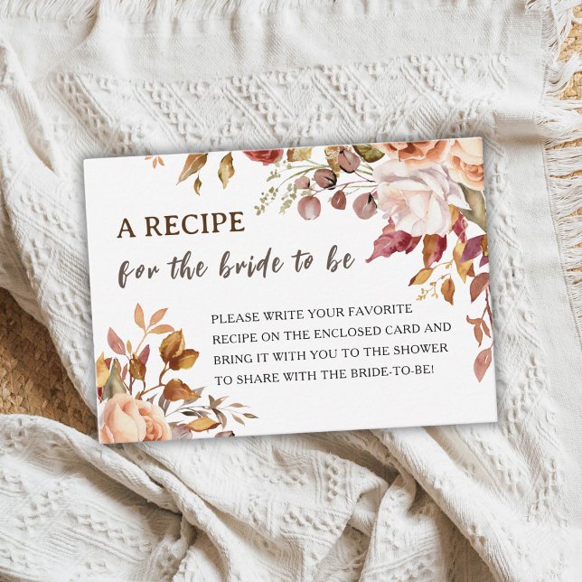 Fall in Love Bridal Shower | Autumn Recipe Request Enclosure Card (Creator Uploaded)