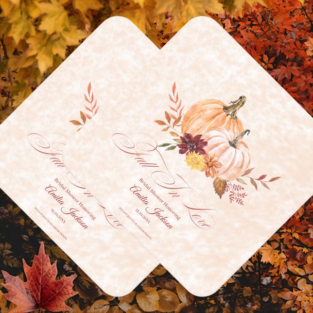 fall in love bridal shower bridal shower  square paper coaster (Creator Uploaded)
