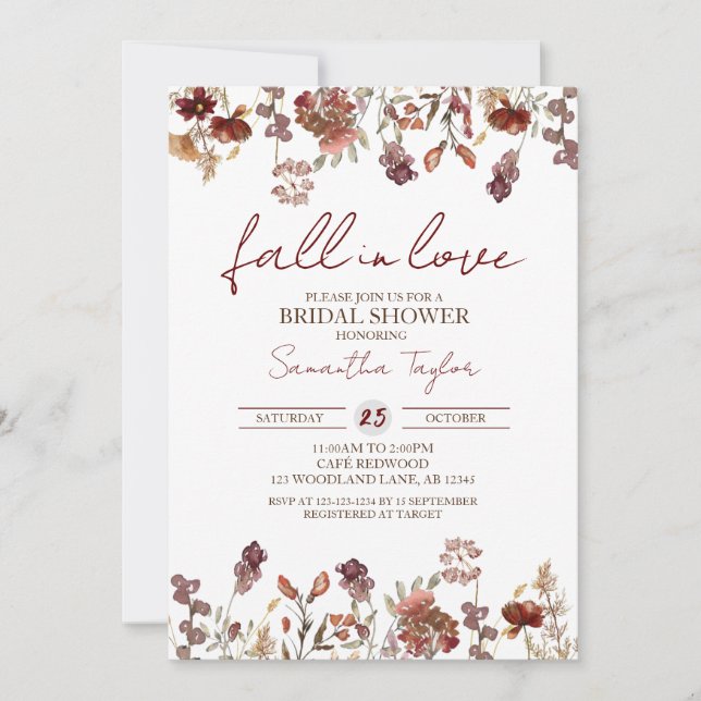Fall in Love, Bridal Shower, Bride Luncheon Invitation (Front)