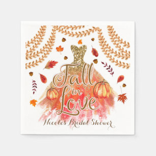 Fall in Love Bridal Shower Dress & Autumn Leaves Napkin