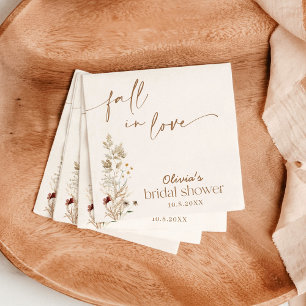 Fall In Love Bridal Shower, Fall Wildflower Bridal Napkin