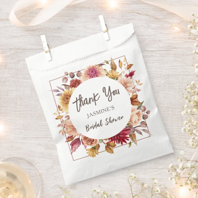 Fall in Love Bridal Shower Floral Thank You Favour Favour Bags (Clipped)