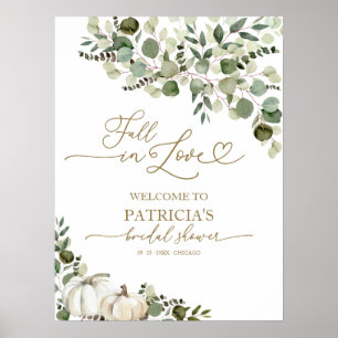 Fall In Love Bridal Shower Greenery Welcome Sign