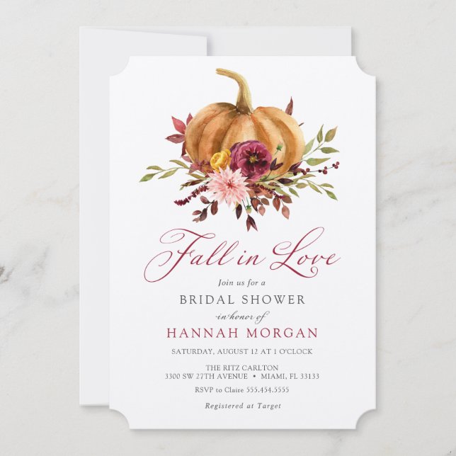 Fall in Love Bridal Shower invitation (Front)