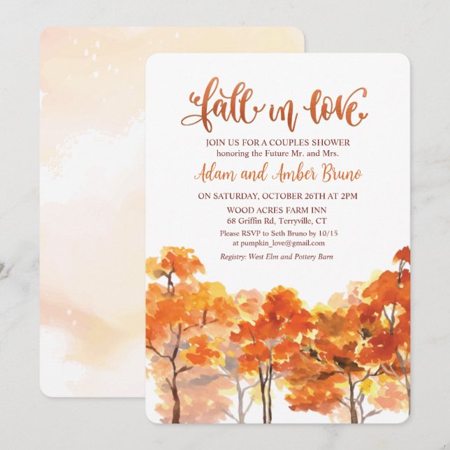 Fall In Love Bridal Shower Invitation (Front/Back)