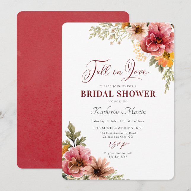 Fall in Love Bridal Shower invitation (Front/Back)
