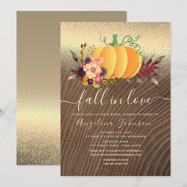 Fall in Love Bridal Shower Invitation (Front/Back)