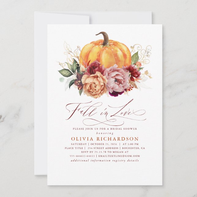 Fall in Love Bridal Shower Invitation (Front)