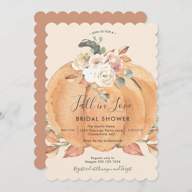 Fall in Love Bridal Shower Invitation (Front/Back)