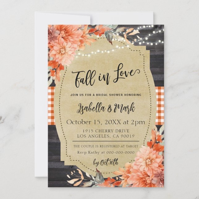 Fall in Love Bridal Shower Invitation (Front)