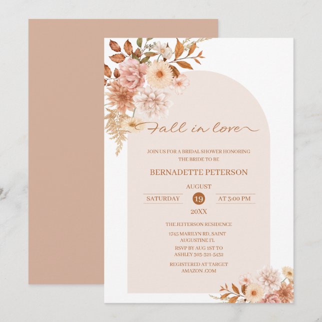 Fall in love Bridal Shower Invitation (Front/Back)