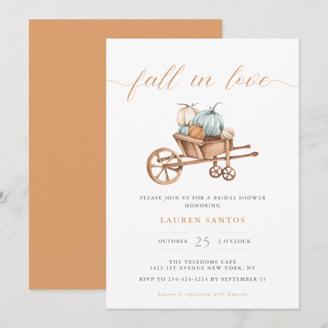Fall in Love - Bridal Shower | Invitation (Front/Back)