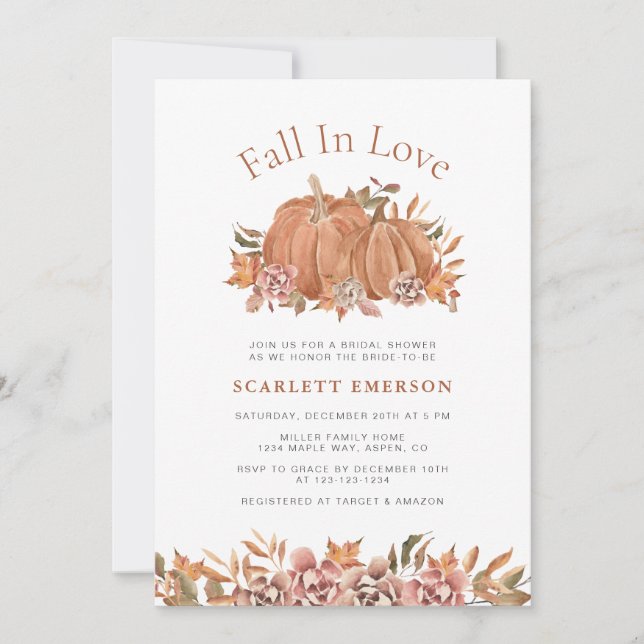 Fall In Love Bridal Shower Invitation (Front)