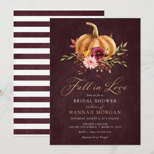 Fall in Love Bridal Shower invitation (Front/Back)