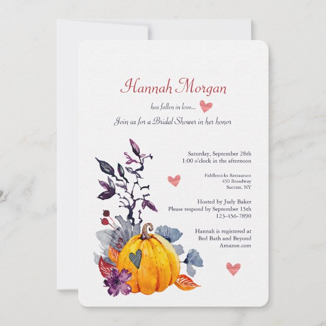 Fall in Love Bridal Shower Invitation (Front)