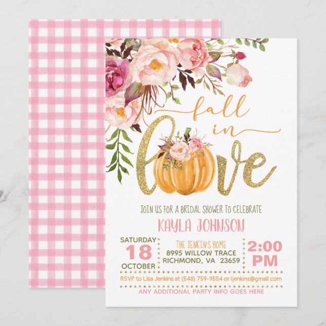 Fall in Love Bridal Shower Invitation (Front/Back)
