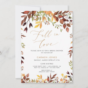 Fall in love Bridal Shower Invitation, Autumn Invitation