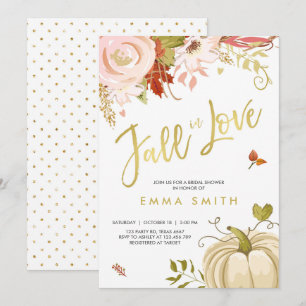 Fall in Love  Bridal shower invitation Baby Autumn