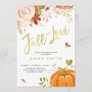 Fall in Love  Bridal shower invitation Baby Autumn