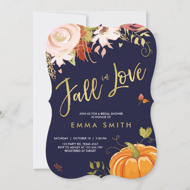 Fall in Love  Bridal shower invitation Baby Autumn (Front)