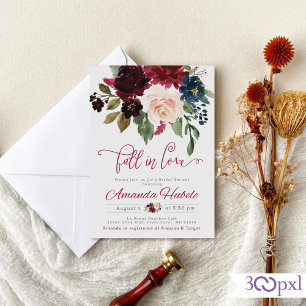 Fall In Love Bridal Shower Invitation Fall Floral
