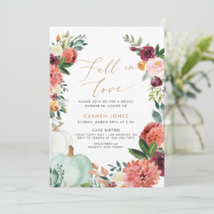 Fall in love Bridal Shower Invitation, Floral Invitation