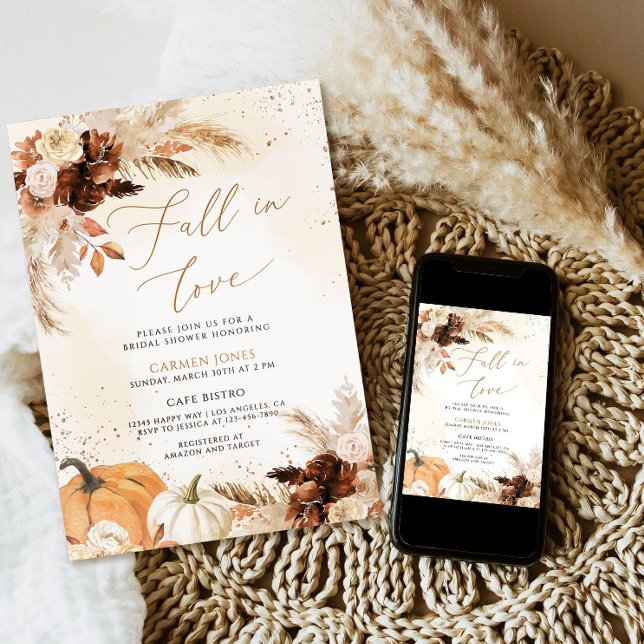 Fall in love Bridal Shower Invitation, Floral Invitation (Creator Uploaded)