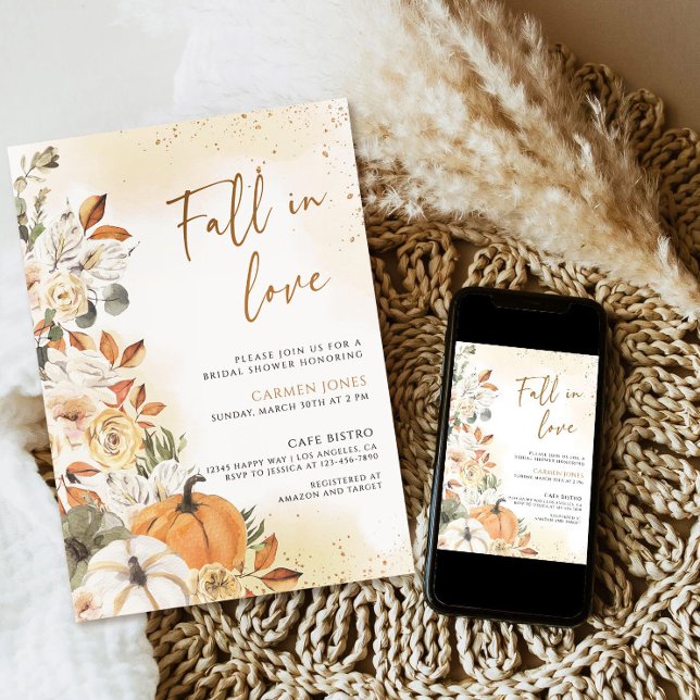 Fall in love Bridal Shower Invitation, Floral Invitation (Creator Uploaded)