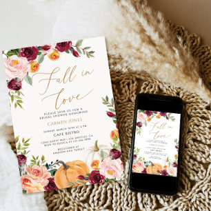 Fall in love Bridal Shower Invitation, Floral Invitation