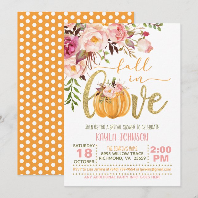 Fall in Love Bridal Shower Invitation - OD (Front/Back)