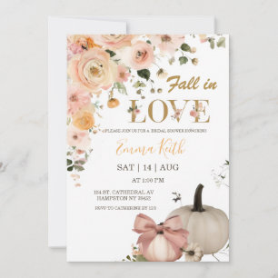 Fall in Love Bridal Shower Invitation   Pumpkin Fl