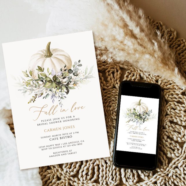 Fall in love Bridal Shower Invitation, Pumpkin Invitation (Creator Uploaded)