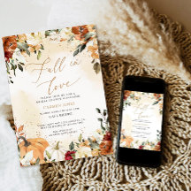 Fall in love Bridal Shower Invitation, Pumpkin