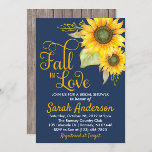 Fall in Love Bridal Shower Invitation - Sunflowers