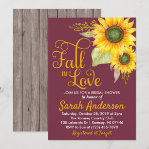 Fall in Love Bridal Shower Invitation - Sunflowers
