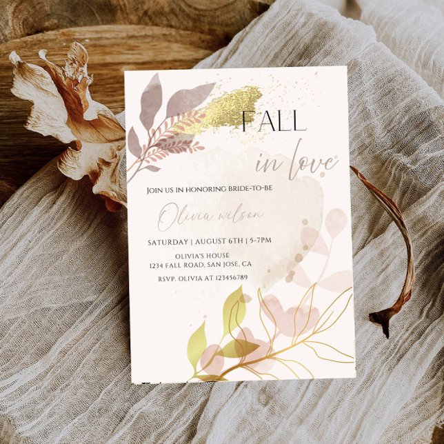 Fall in Love Bridal Shower - Leaves & Rustic Charm Invitation (Creator Uploaded)