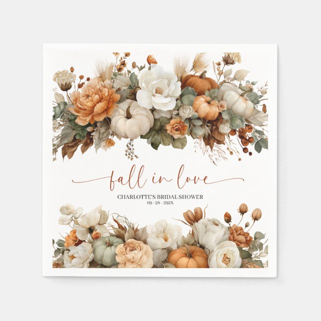 Fall In Love Bridal Shower Napkin (Front)