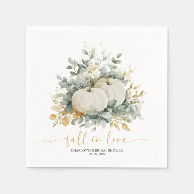 Fall In Love Bridal Shower Napkin (Front)