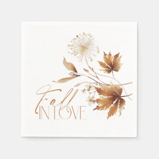 Fall in Love Bridal Shower Napkins, Fall Leaves Napkin