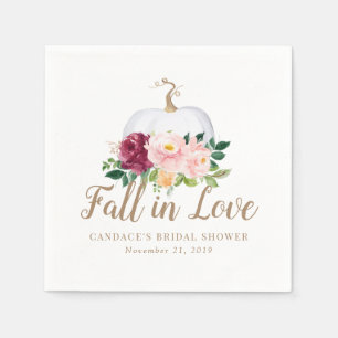 Fall in Love Bridal Shower Napkins with Pumpkin