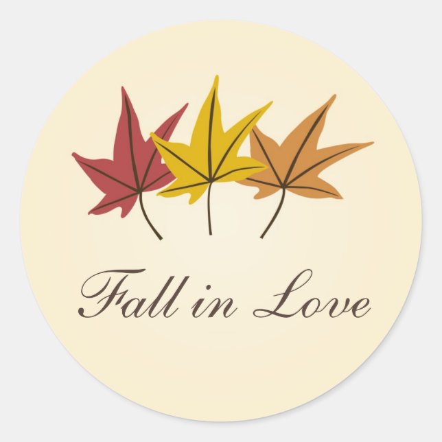 Fall in Love Bridal Shower or Wedding Classic Round Sticker (Front)