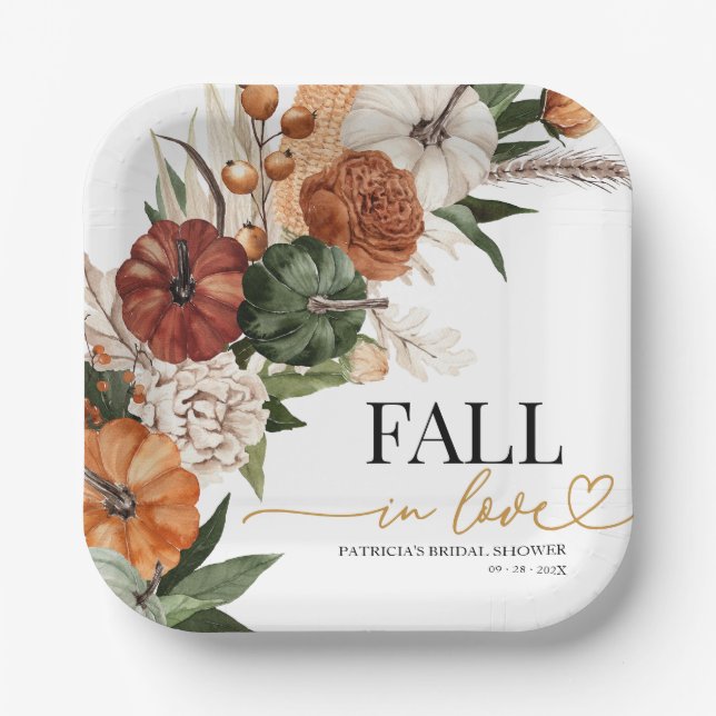Fall In Love Bridal Shower  Paper Plate (Front)